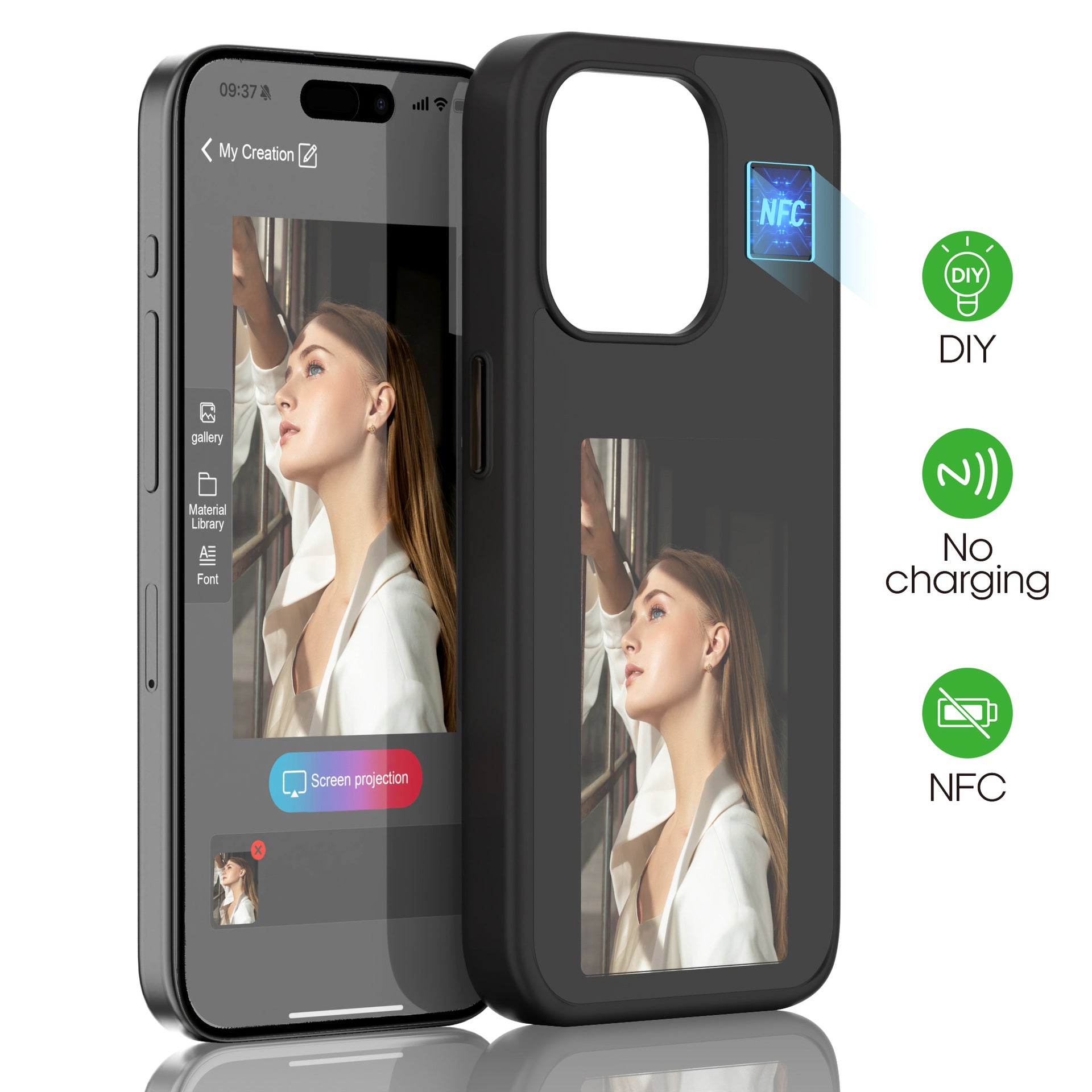 Husa Telefon NFC cu Ecran E-INK